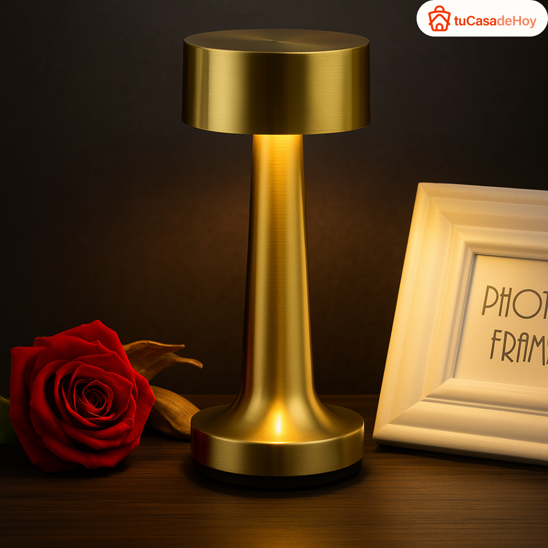 💡 Lámpara de Mesa LED Táctil Recargable – Acabado Bronce | Diseño Premium y Versatilidad Moderna