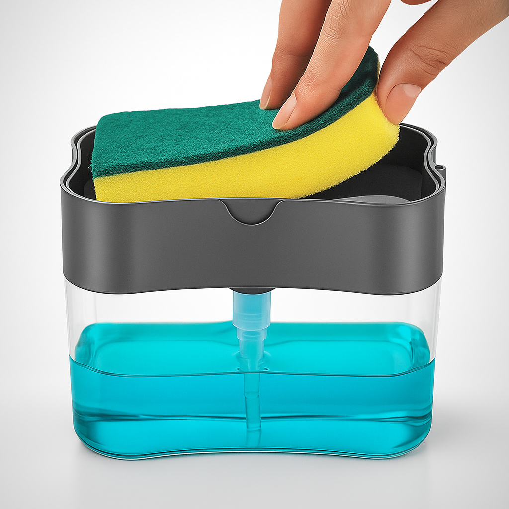 Dispensador De Detergente Jabón Líquido Con Porta Esponja