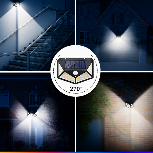 Foco Exterior Solar Sensor Movimiento Bateria 100 Leds