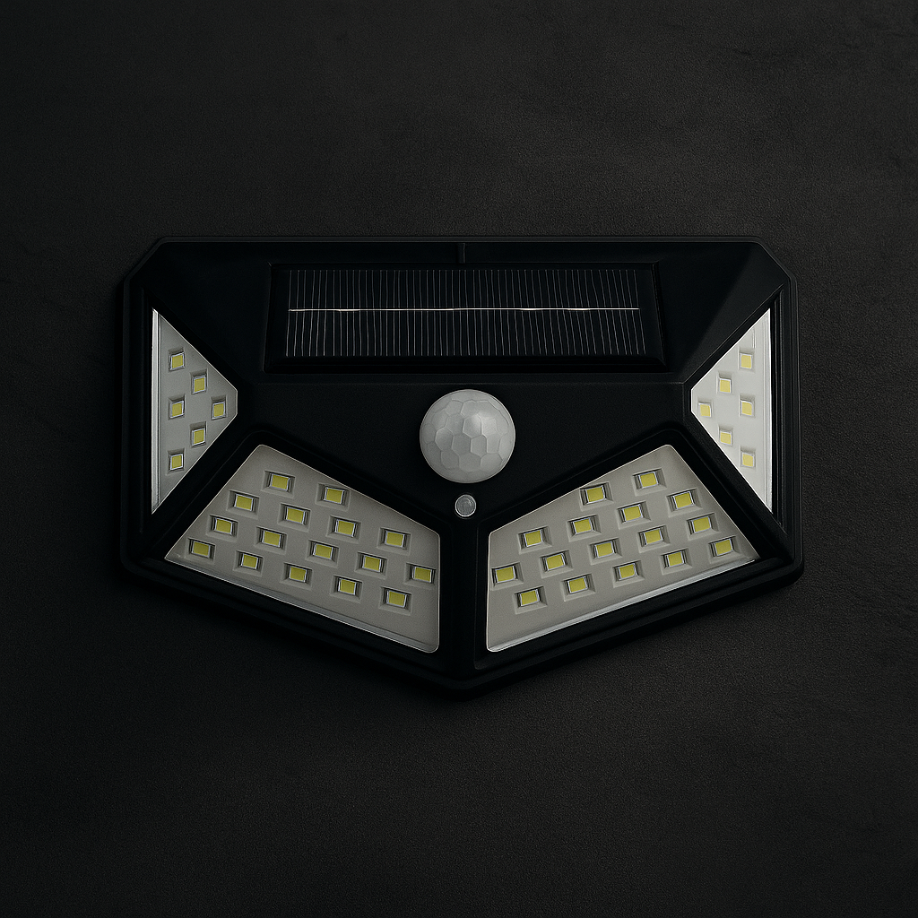Foco Exterior Solar Sensor Movimiento Bateria 100 Leds