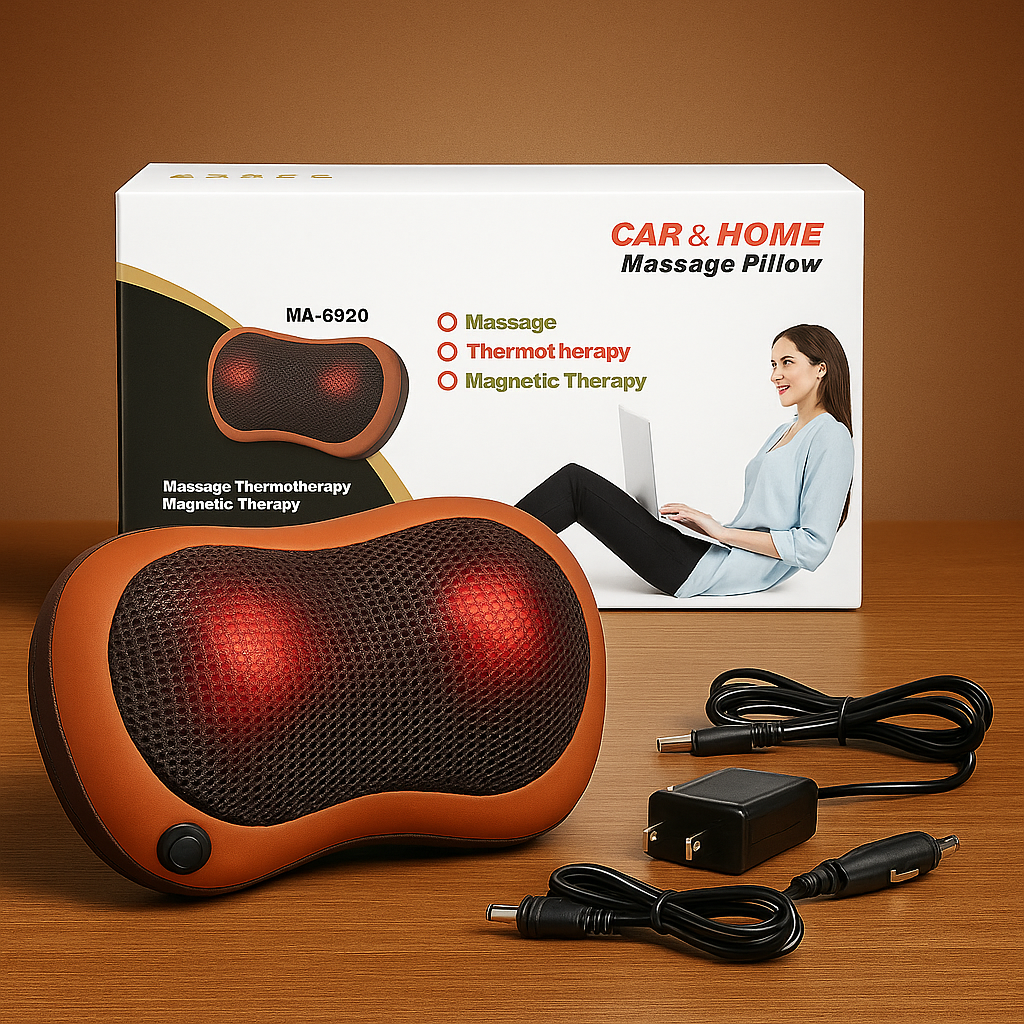 MASAJEADOR ALMOHADA ELECTRICO PARA CUELLO Y CERVICALES DE 8 PUNTAS