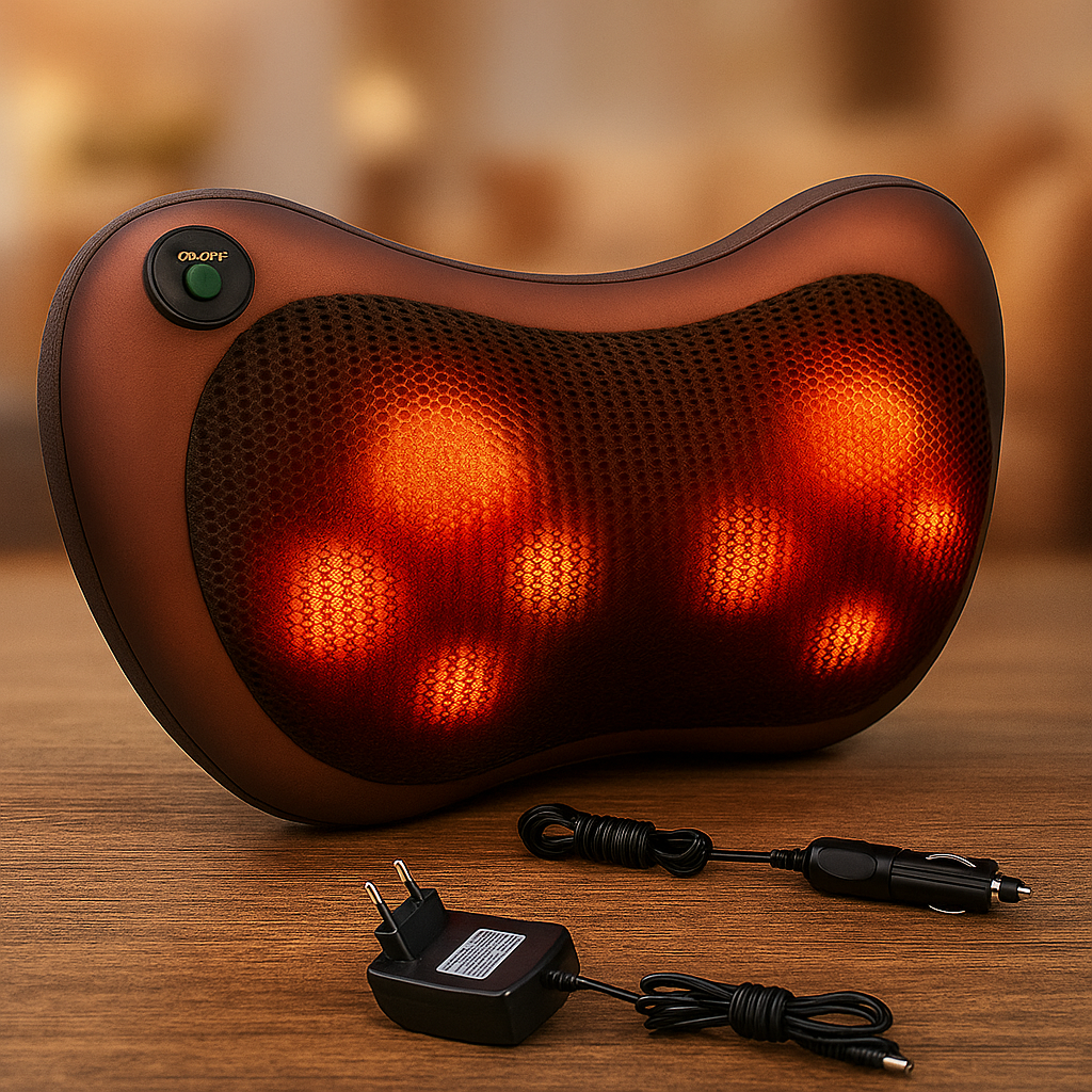 MASAJEADOR ALMOHADA ELECTRICO PARA CUELLO Y CERVICALES DE 8 PUNTAS