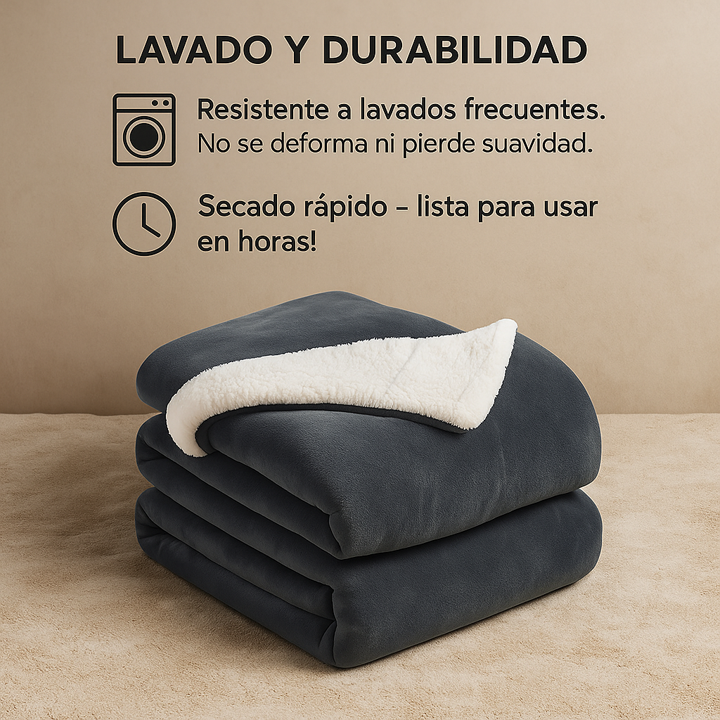🛏️ Frazada Manta Polar Reversible con Corderito – 2 Plazas y Cama Queen(230 × 200 cm)