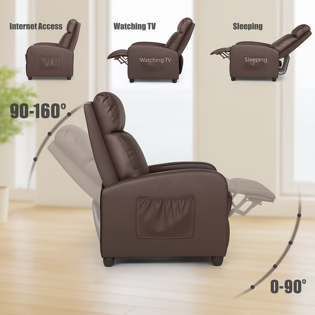 🛋️ Sillón Reclinable 1 Cuerpo con Masajeador y Calefacción – Marrón 🔥💆♂️