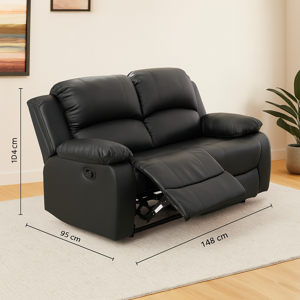 🛋️ Sillón Reclinable 2 Cuerpos Recliner LCM - Negro 🖤