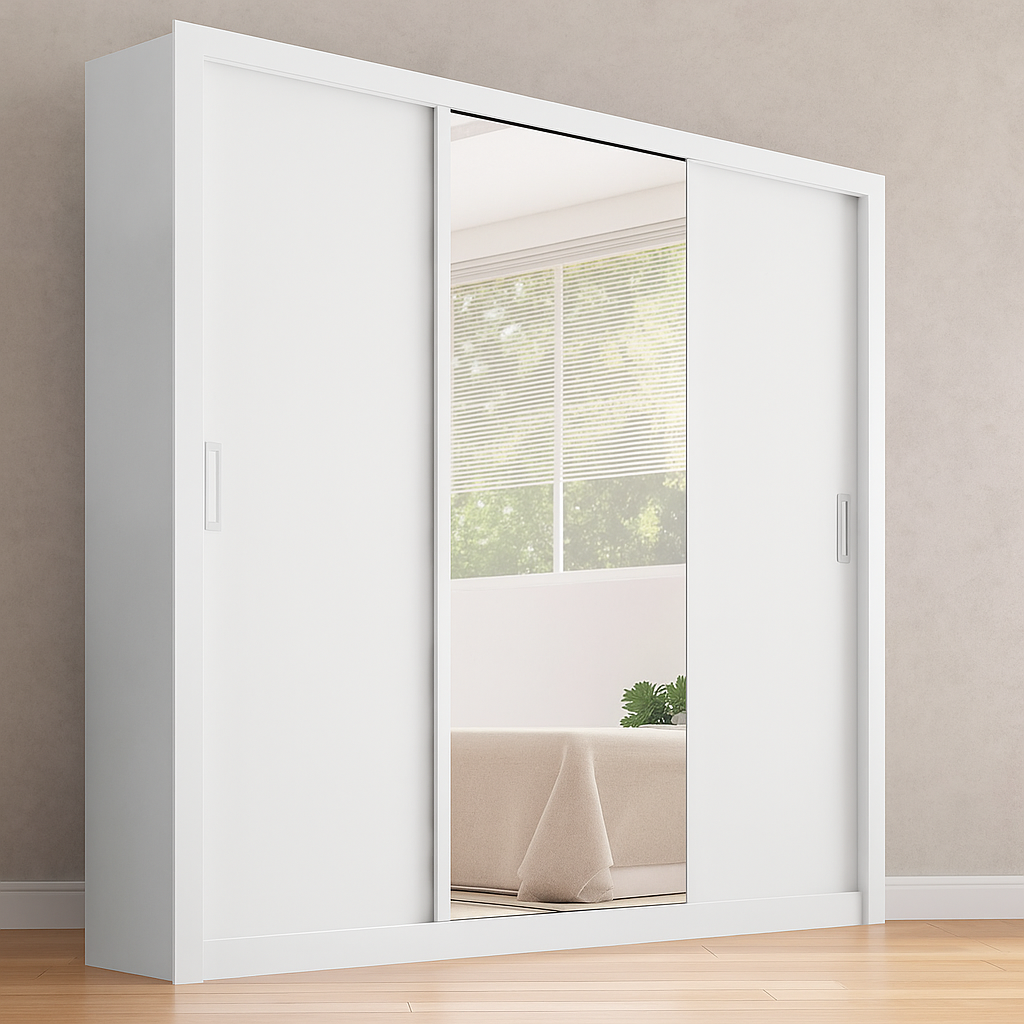 ✨ Ropero de Puertas Corredizas Blanco con Espejo – Diseño y Funcionalidad en un Solo Mueble ✨🧥👗👜