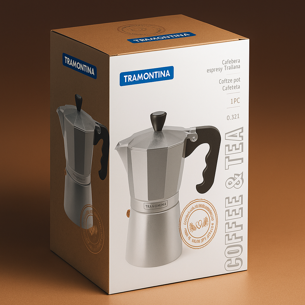 ☕ CAFETERA ITALIANA TRAMONTINA 320ML – SABOR Y ESTILO EN CADA TAZA 🇮🇹✨