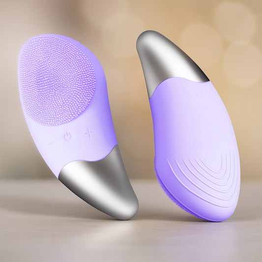 💆♀️ Cepillo Limpiador & Masajeador Facial de Silicona – Violeta