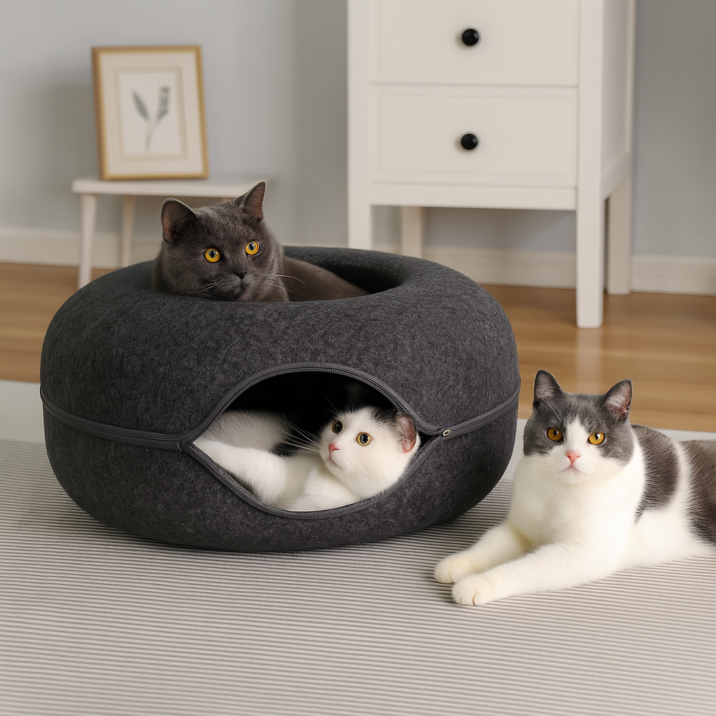 😺 Cama Túnel Rascador Juguete Para Gatos Tipo Dona 🐈