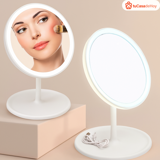✨ Espejo LED con Luz + Organizador Recargable ✨