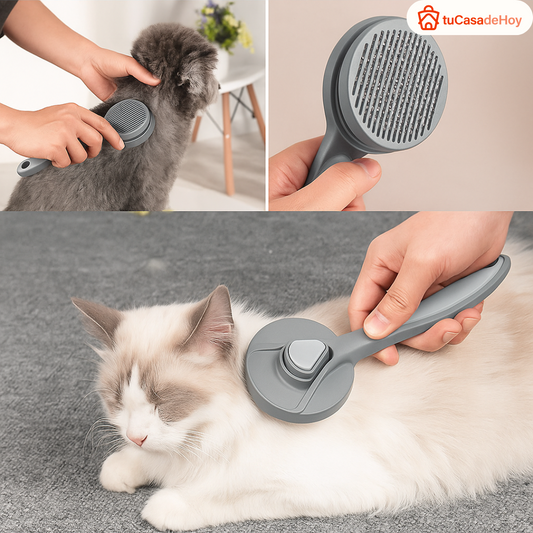 Cepillo de Sacar Pelo para Mascota Botón de Fácil Limpieza