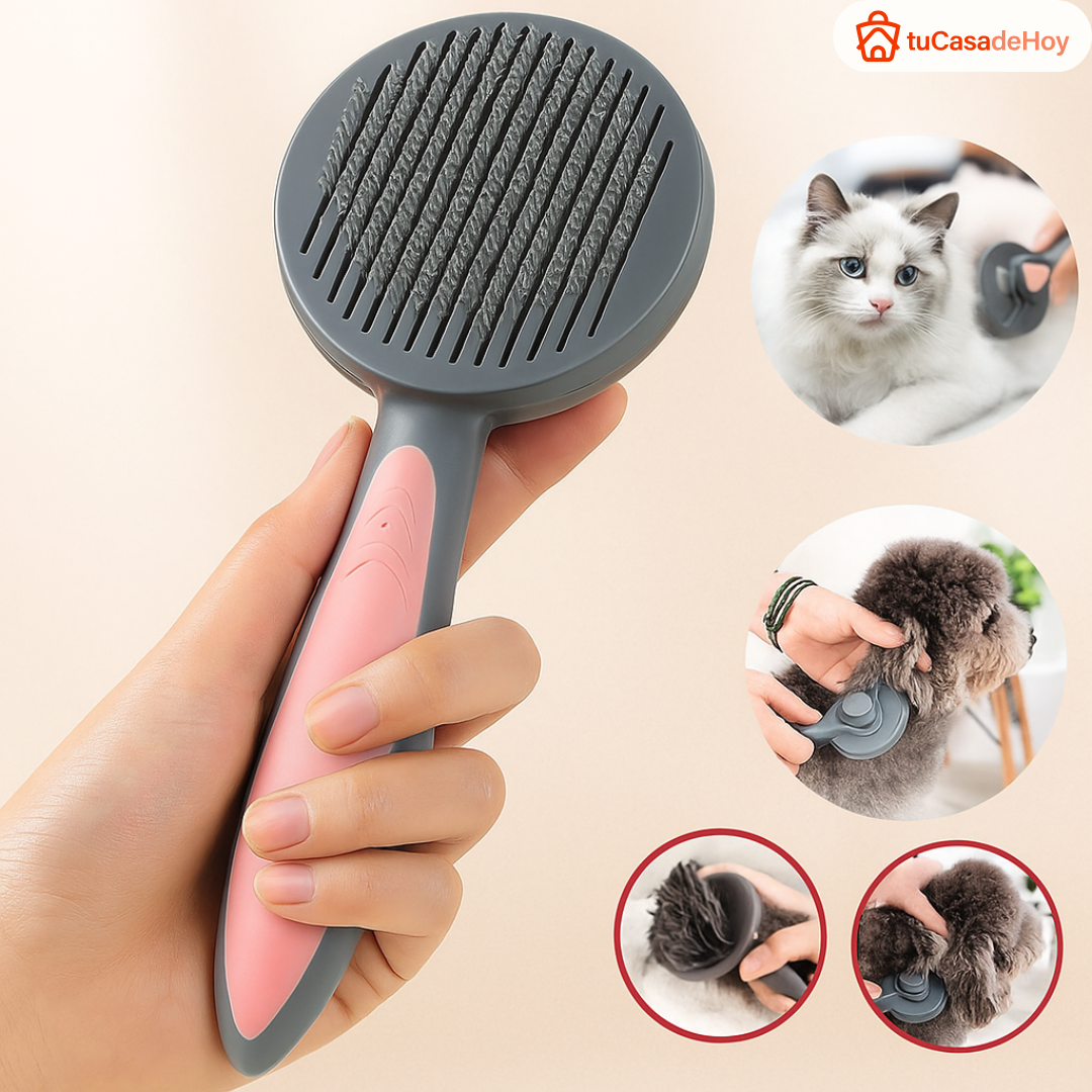 Cepillo de Sacar Pelo para Mascota Botón de Fácil Limpieza