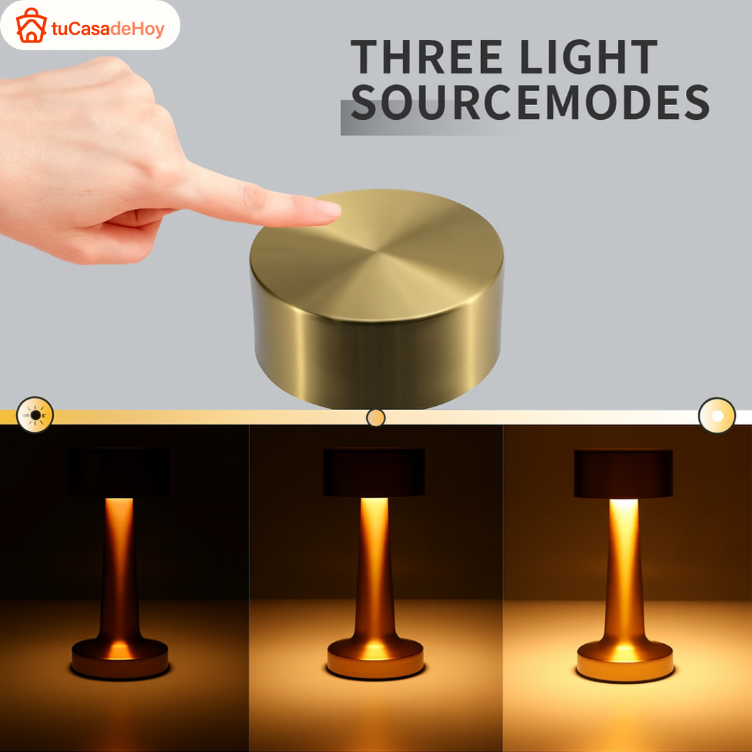 💡 Lámpara de Mesa LED Táctil Recargable – Acabado Bronce | Diseño Premium y Versatilidad Moderna