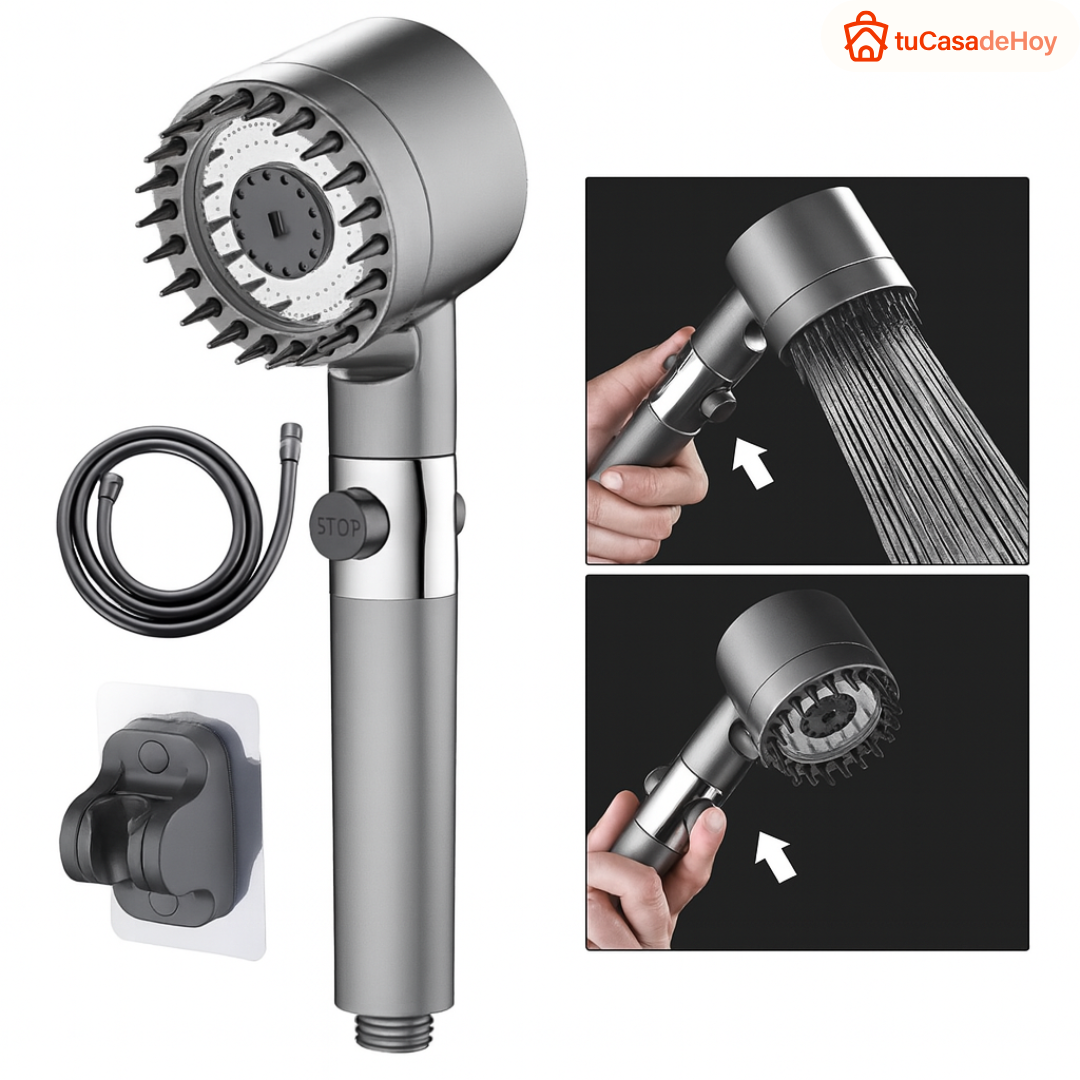 🚿 Duchero Presurizado Negro 3 en 1  Turbo – ¡Potencia, estilo y confort en tu ducha!