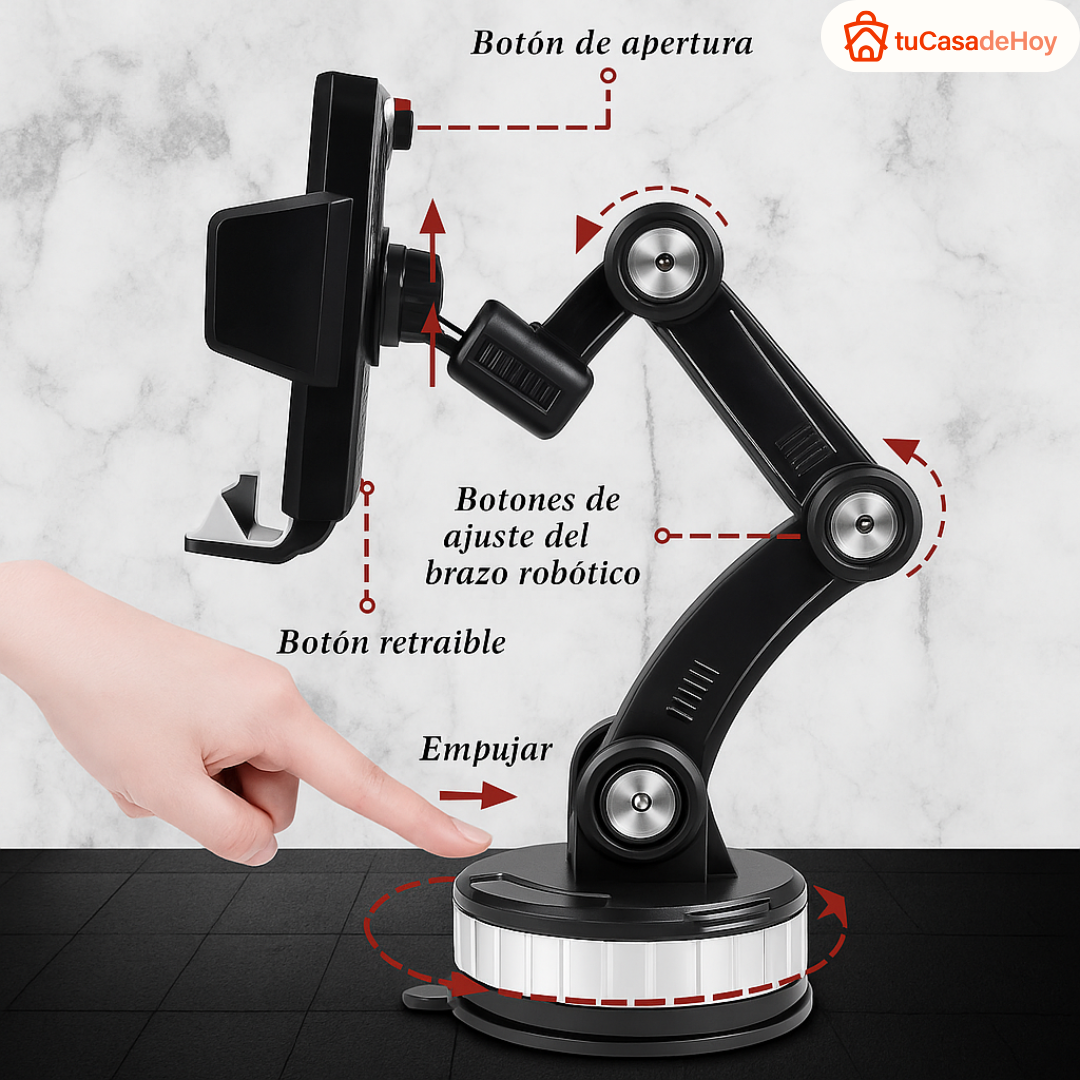 🚗📱 Soporte de Celular Articulado Holder 360  para Auto – Ultra Firme 🔧