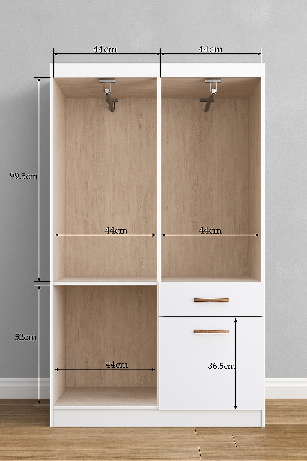 🌟 Ropero Placard 4 Puertas + 1 Cajón + 1 Cajón Basculante – Marrón-Blanco 🌟