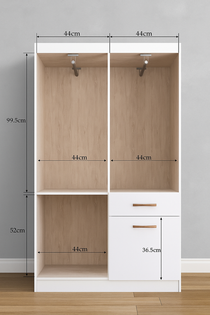 🌟 Ropero Placard 4 Puertas + 1 Cajón + 1 Cajón Basculante – Marrón-Blanco 🌟