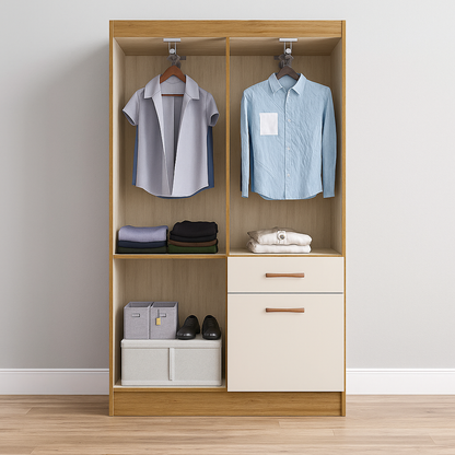 🌟 Ropero Placard 4 Puertas + 1 Cajón + 1 Cajón Basculante – Marrón-Blanco 🌟