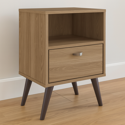 🌟 Mesa de Luz Nórdica Retro “Granada” – Marrón 🌟