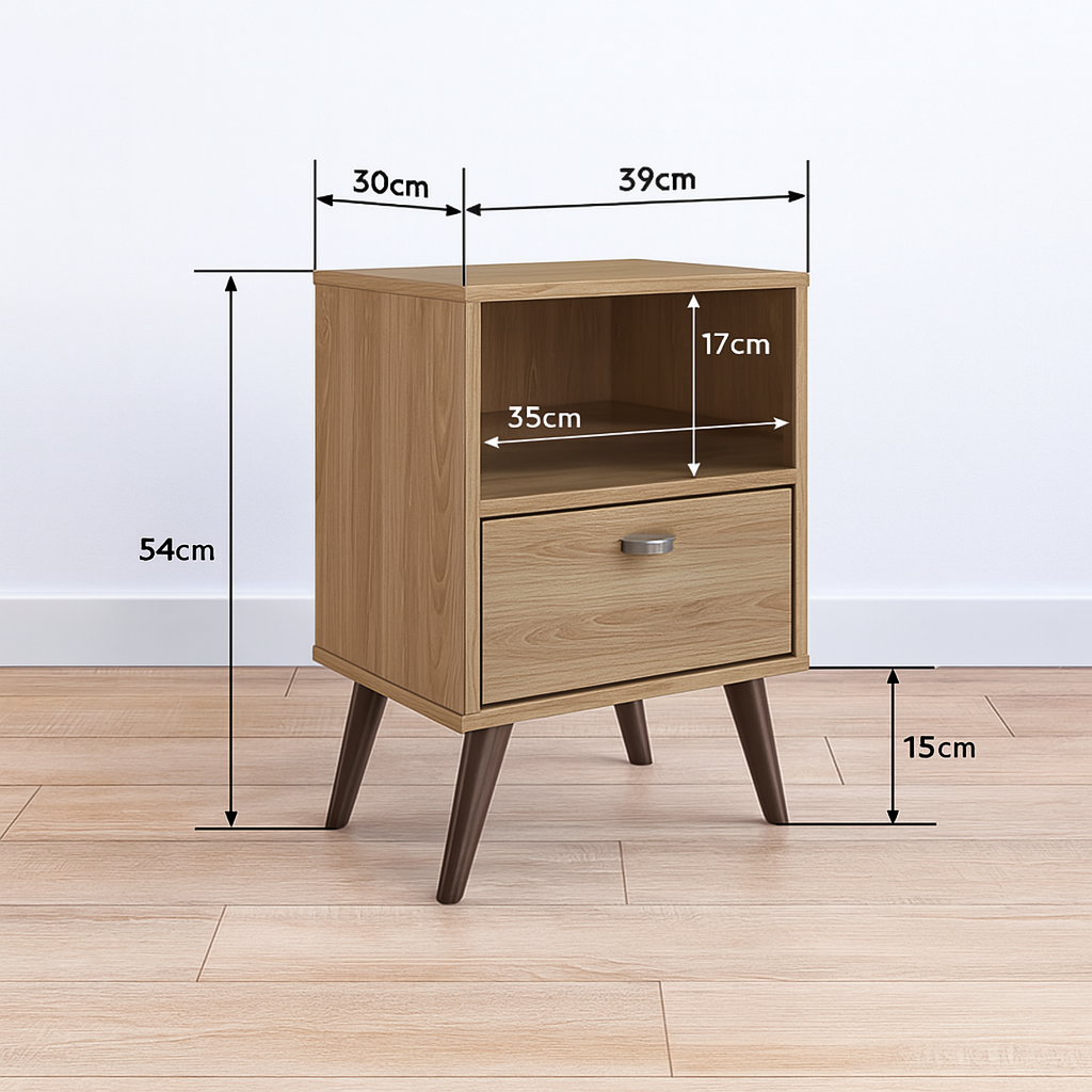 🌟 Mesa de Luz Nórdica Retro “Granada” – Marrón 🌟