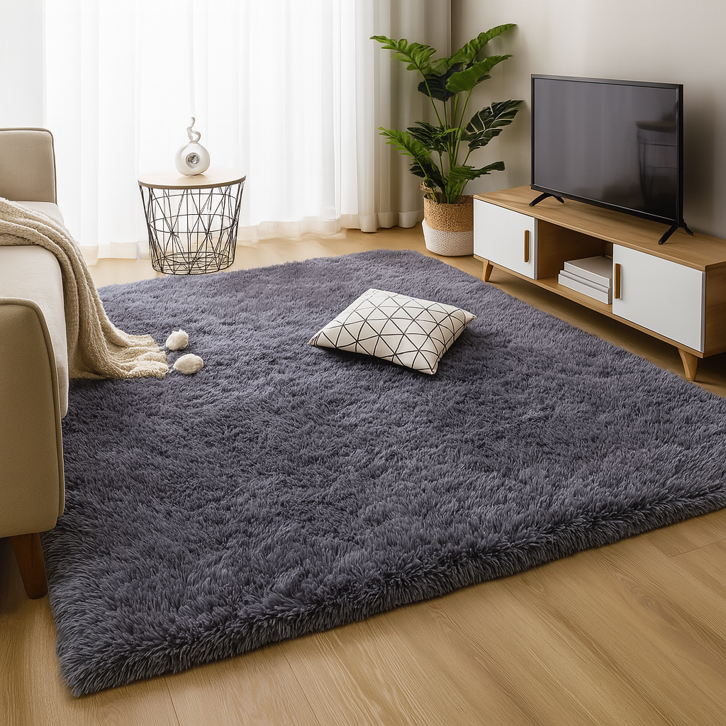 🧸 Alfombra Shaggy Pelo Alto 150x200 cm – Gris Claro 🌫️