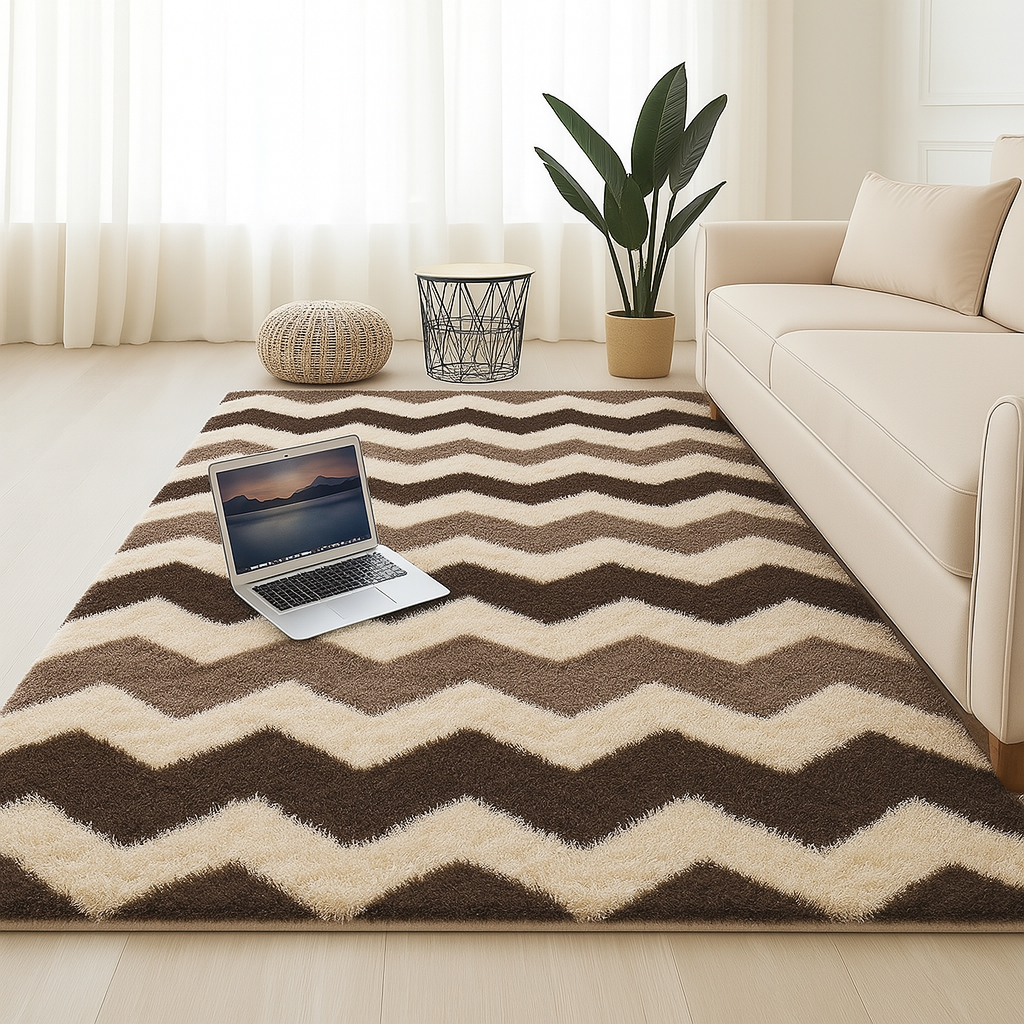 🧸 Alfombra Shaggy Pelo Alto 150x200 cm – Marrón 🧸