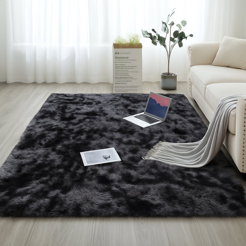 🧸 Alfombra Shaggy Pelo Alto 150x200 cm – Gris Oscuro 🌫️