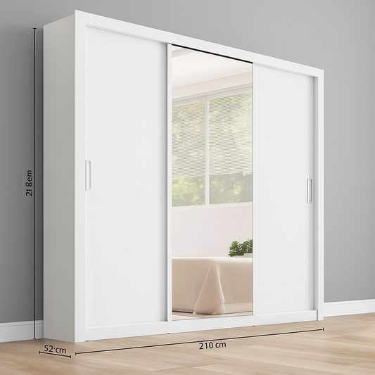 ✨ Ropero de Puertas Corredizas Blanco con Espejo – Diseño y Funcionalidad en un Solo Mueble ✨🧥👗👜