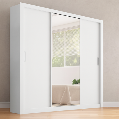 ✨ Ropero de Puertas Corredizas Blanco con Espejo – Diseño y Funcionalidad en un Solo Mueble ✨🧥👗👜