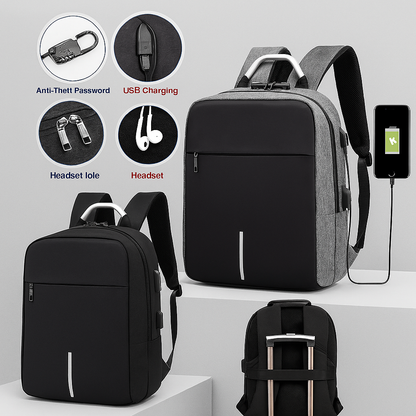 🎒 Mochila Antirrobo con Puerto USB y Combinación 🔒🔌 | 28x55x40 cm