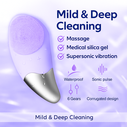 💆‍♀️ Cepillo Limpiador & Masajeador Facial de Silicona – Violeta