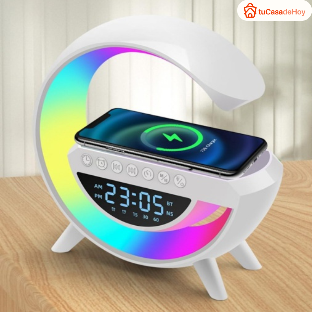🌈 Lámpara LED RGB + Parlante Bluetooth + Cargador Inalámbrico 3 en 1 🔊📱💡